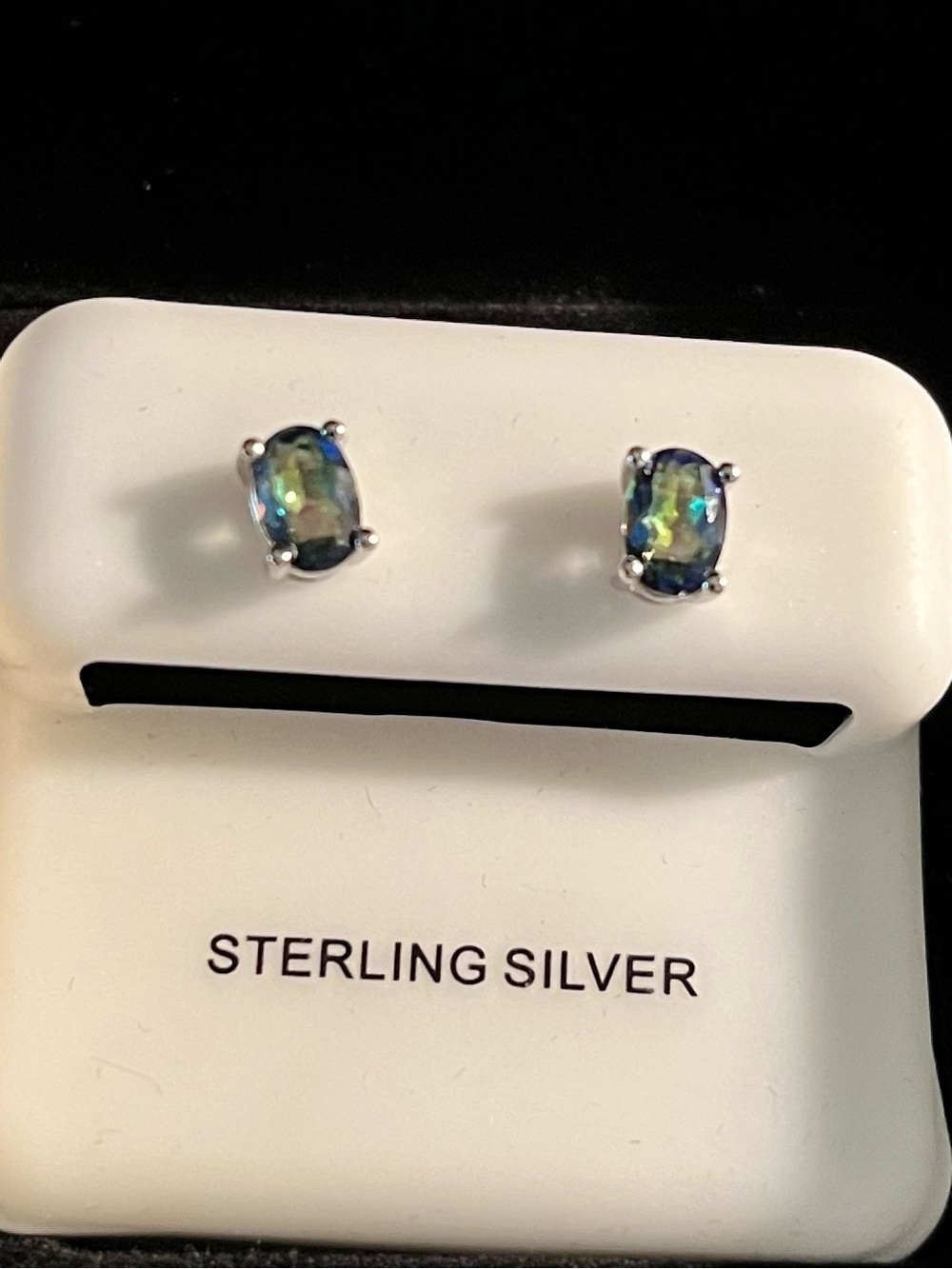 925 Sterling Silver Mystic Topaz Stud Earrings - Blue-Green